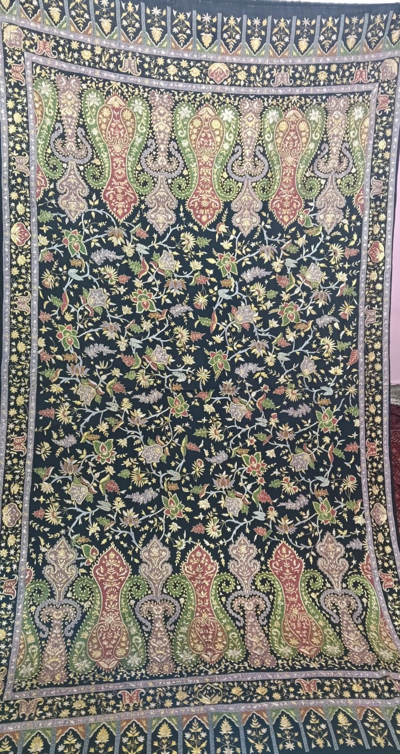 Pashmina kalamkari shawl aari work 