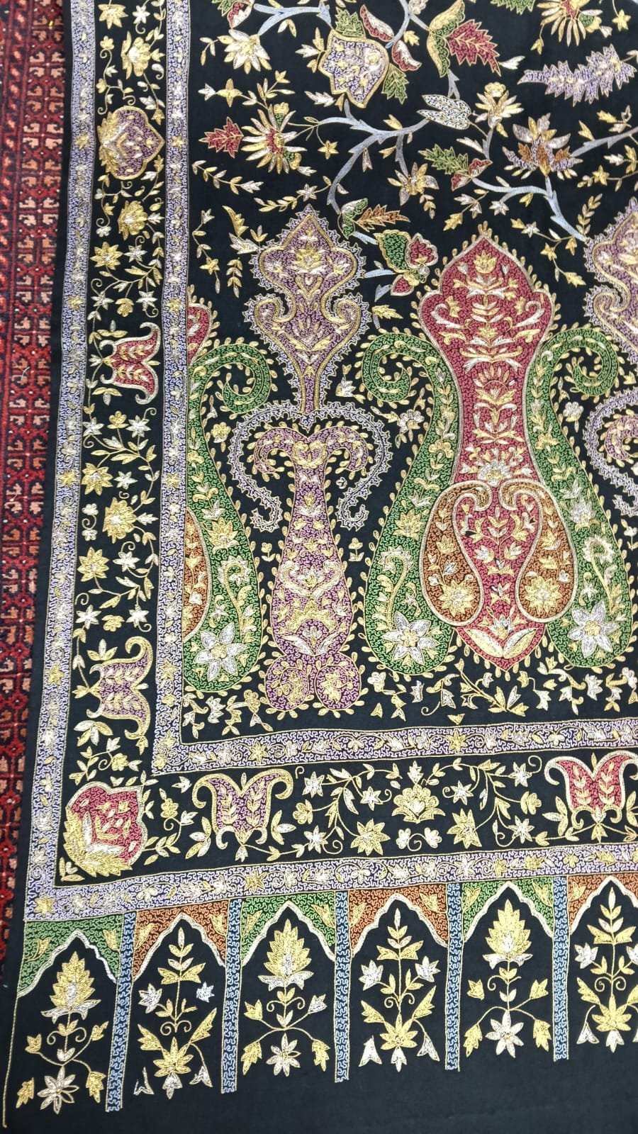 Pashmina kalamkari shawl aari work 