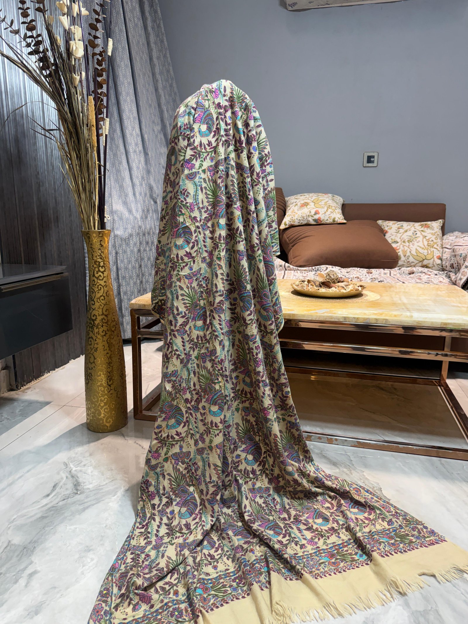 Pashmina kalamkari needle work 